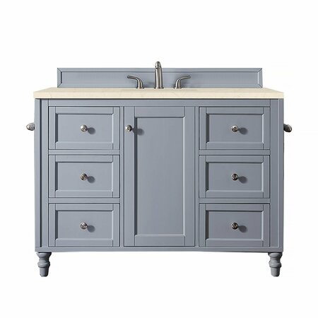 JAMES MARTIN VANITIES Copper Cove Encore 48in Single Vanity, Silver Gray w/ 3 CM Eternal Marfil Quartz Top 301-V48-SL-3EMR